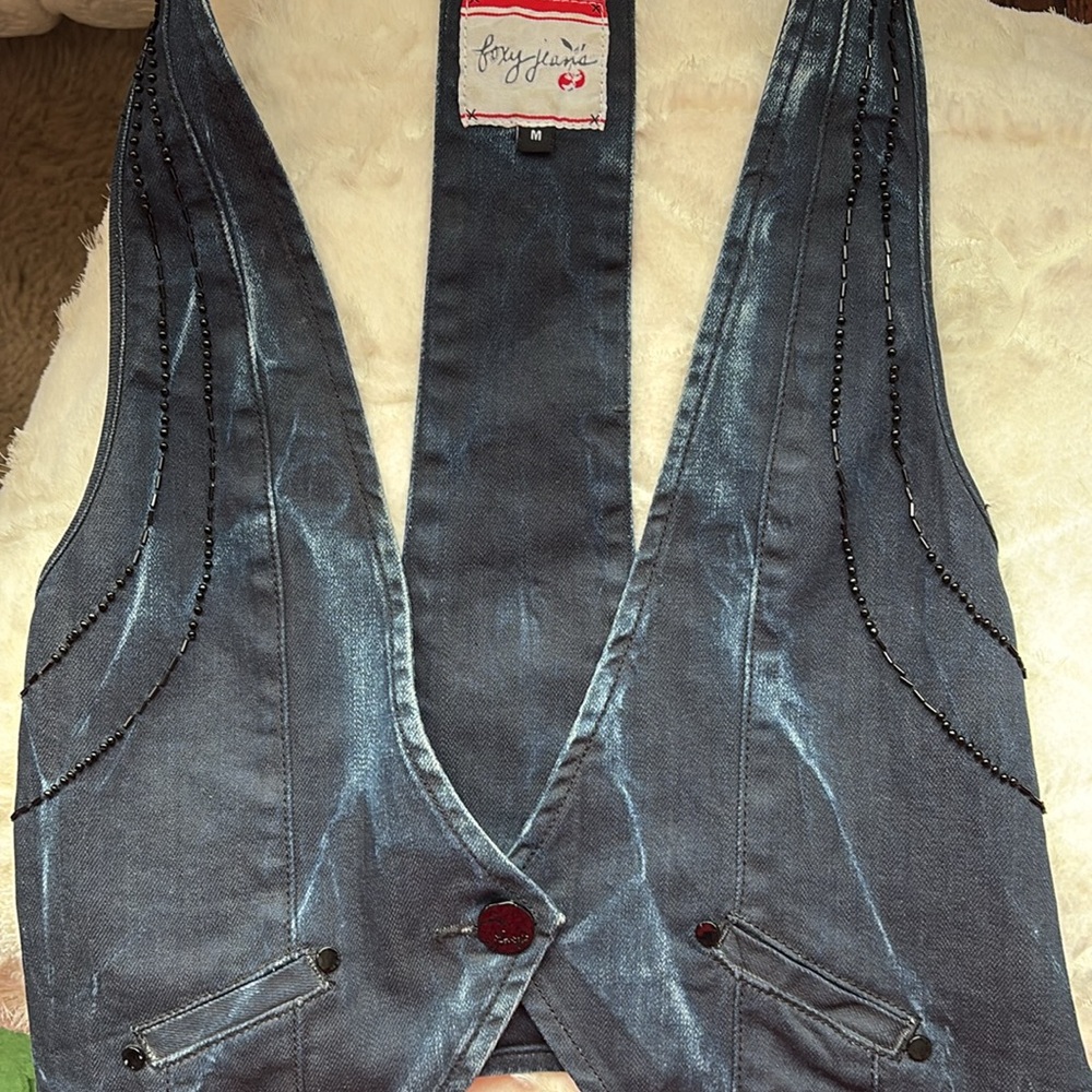 Dark Tie Dye Wash Denim Vest